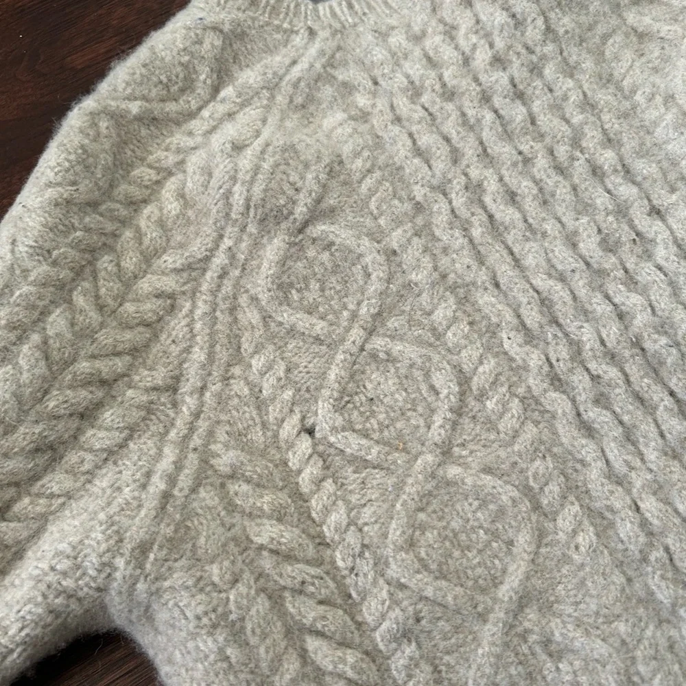 VTG Polo Country Ralph Lauren Cable-Knit Wool Pullover Sweater Sz L Oatmeal - Picture 4 of 14